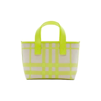Burberry Cotton With Leather Detail Tote Bag Shopping Bag Women's Lemon