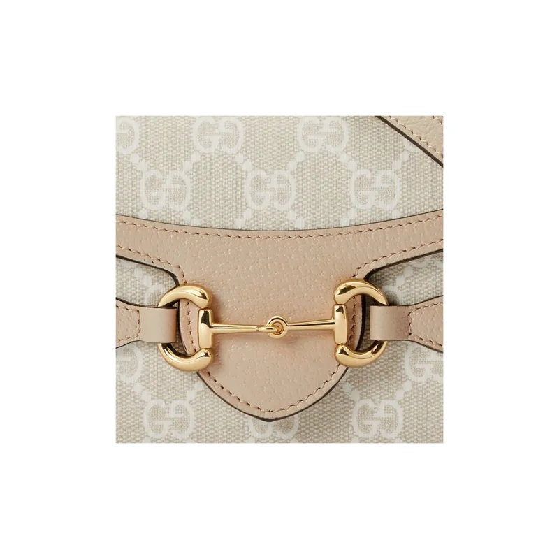 GUCCI Horsebit 1955 Canvas With Leather Trim Box Bag Shoulder Bag Crossbody Bag Mini Women's Beige/White-7