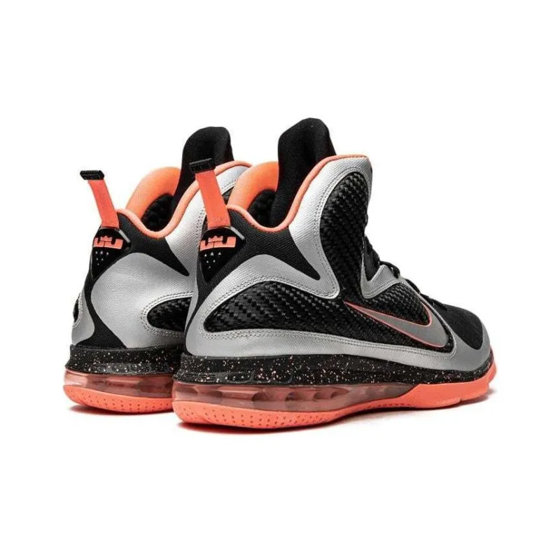 Nike Lebron 9 Mango Cushioned Slip Resistant High Top Basketball Shoes Men's Black Silver-4