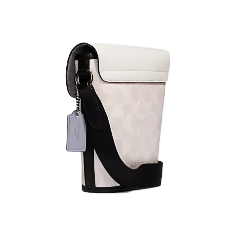 COACH Track Cow Leather Messenger Bag Shoulder Bag Crossbody Bag Small Size Men's White-1