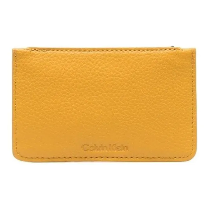 CALVIN KLEIN Leather Card Holder Card Holder Women's Yellow-1