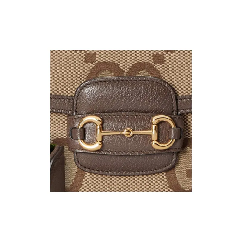 GUCCI Unisex Horsebit 1955 Jumbo GG Mini Crossbody Bag Brown-8