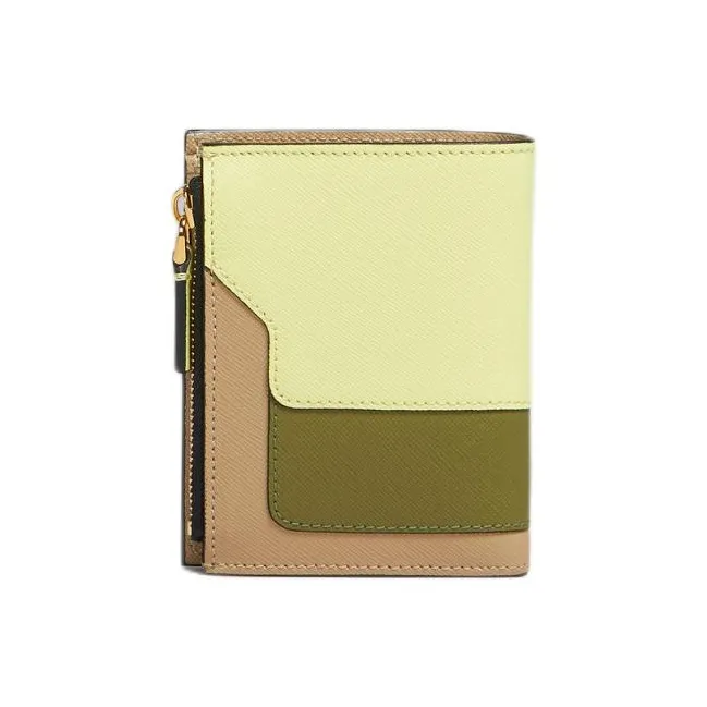 MARNI Calfskin Wallet Women's Yellow Green & Beige-1