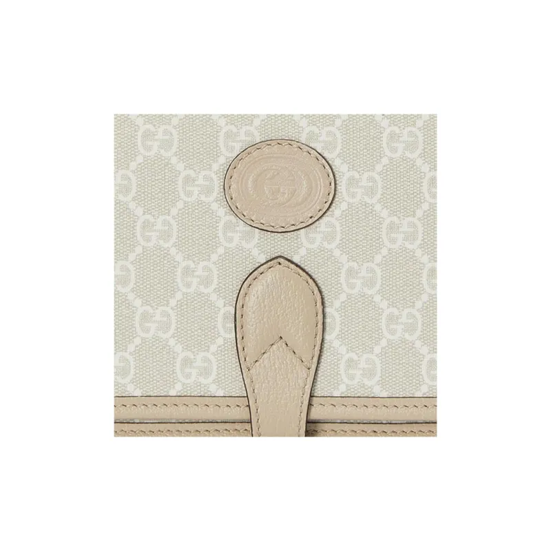 GUCCI Canvas With Leather Messenger Bag, Trunk Bag, Crossbody Bag, Shoulder Bag Mini Unisex Beige & White-7