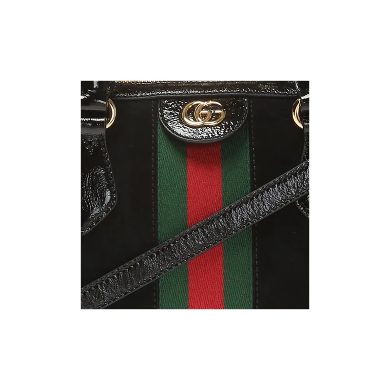 GUCCI Ophidia Patent Leather Binding Shoulder Bag Crossbody Bag Handbag Medium Size Women's Black-6