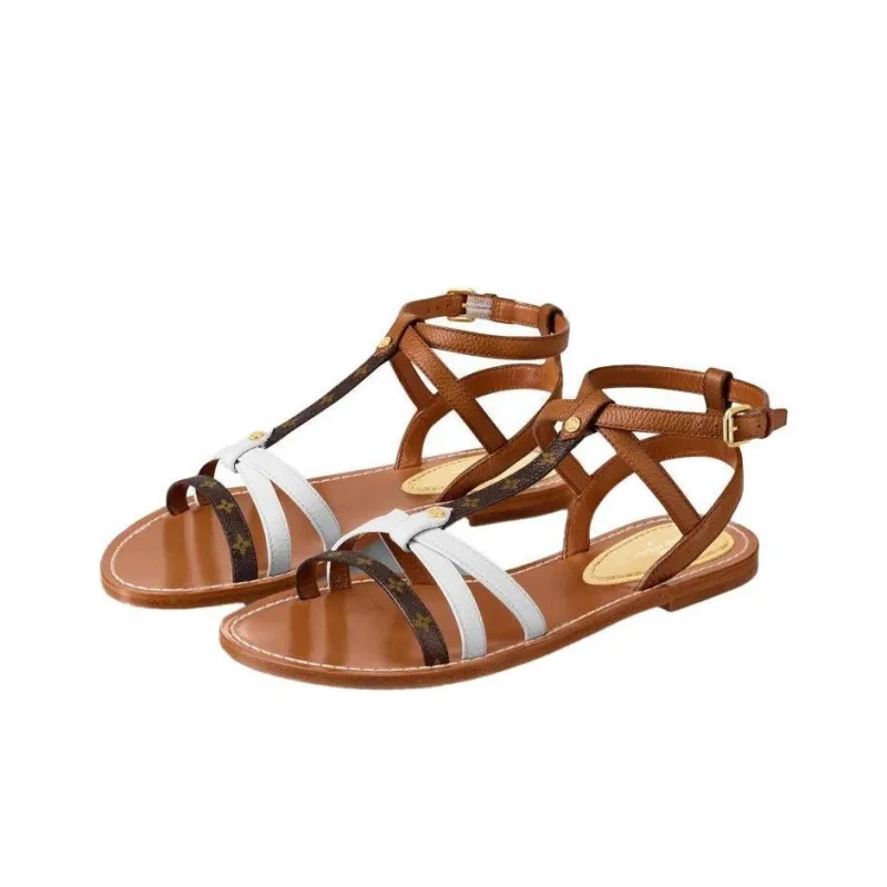 LOUIS VUITTON Shoes Sports Sandals 'Brown White' Women's-2