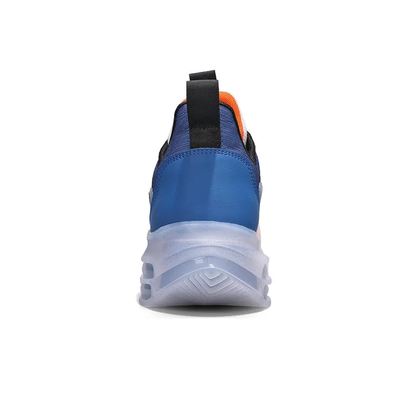 Warrior Cushioned Wear Resistant Breathable Lightweight Low Top Running Shoes Men's White Royal Blue Orange Black-3