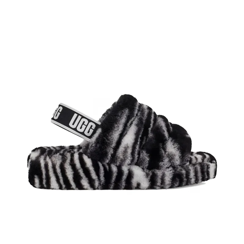 UGG Fluff Yeah Zebra Slide Slipper Color 'Black White' Women's-1