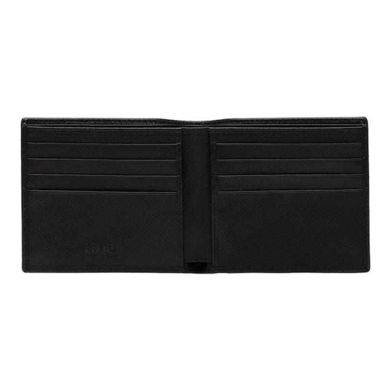 PRADA Leather Wallet Men's Black-7