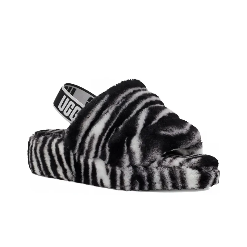 UGG Fluff Yeah Zebra Slide Slipper Color 'Black White' Women's-2