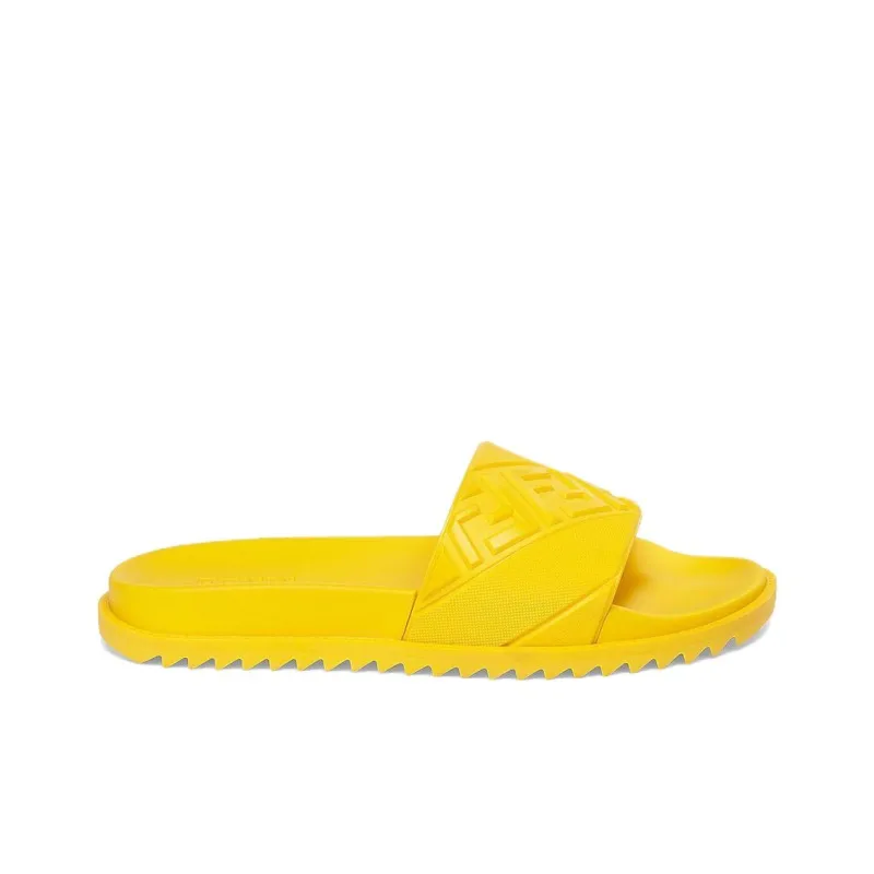 FENDI Rubber Slides 'Embossed Diagonal FF Motif - Yellow'-1