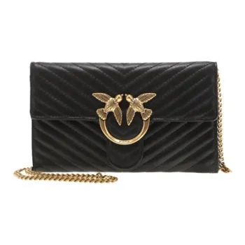 PINKO Sheepskin Swallow Bag Crossbody Bag, Shoulder Bag Women's Black/Black Gold