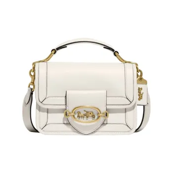COACH Hero Leather Trunk Bag, Shoulder Bag, Crossbody Bag Trumpets Women's White