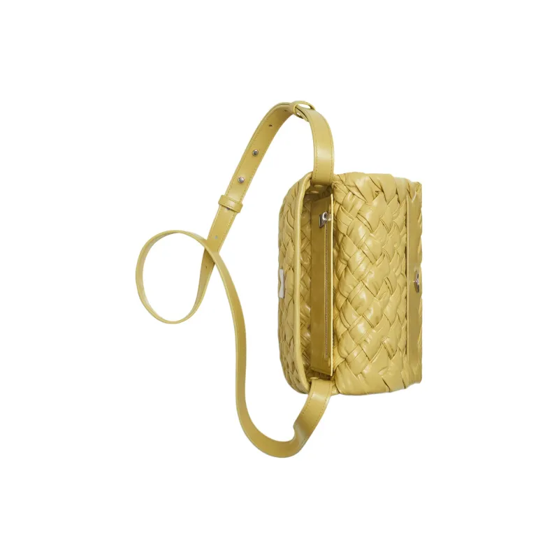 Bottega Veneta Calfskin Messenger Bag, Shoulder Bag, Crossbody Bag Trumpets Men's Yellow-3