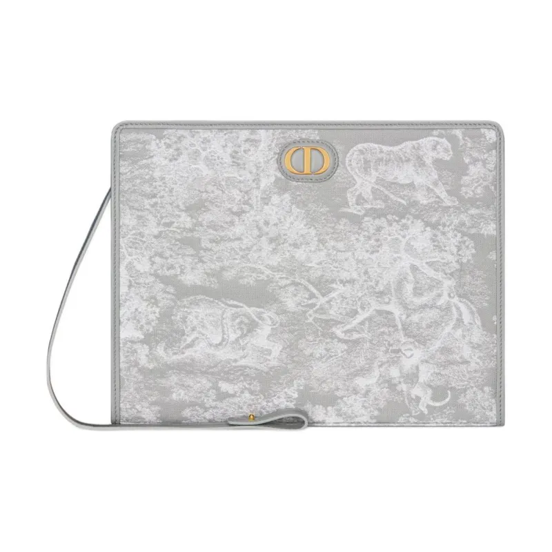 DIOR 30 Montaigne Toile De Jouy Reverse Jacquard Clutch Medium Size Women's Gray-0