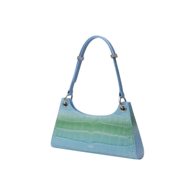 APEDE MOD Crocodile Pattern Cow Leather Shoulder Bag Women's Summer Night Gradient-3