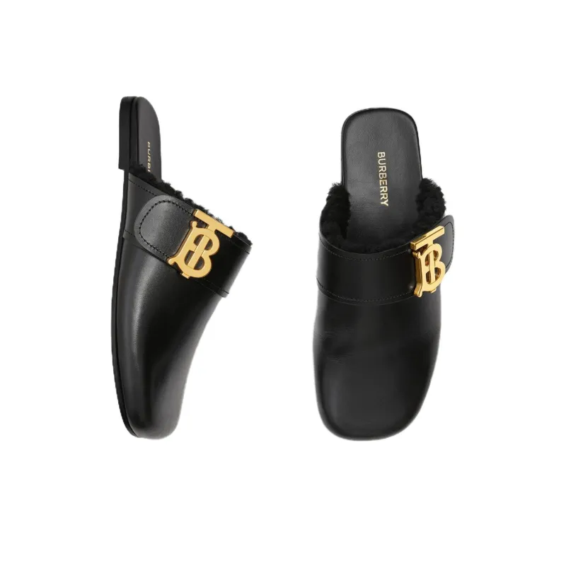 Burberry Slip Resistant Closed Toe Slippers Women's Black-4