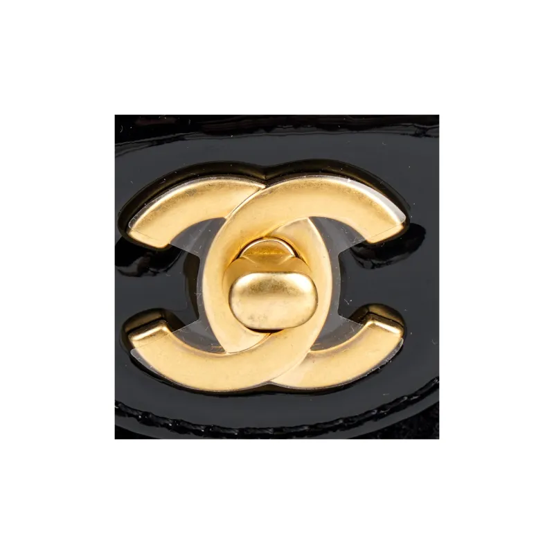 CHANEL Twill Soft Woolen With Gold Metal Flap Bag Handbag, Shoulder Bag, Crossbody Bag Trumpets Women's Black-4