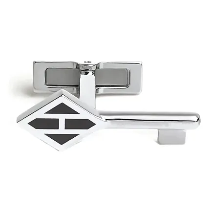 HERMES Metal Palladium-Plated Cufflinks Men's Black-2