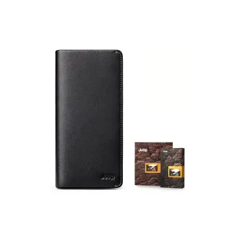 Jeep Cow Leather Long Leather Clip Wallet Regular Men's Black
