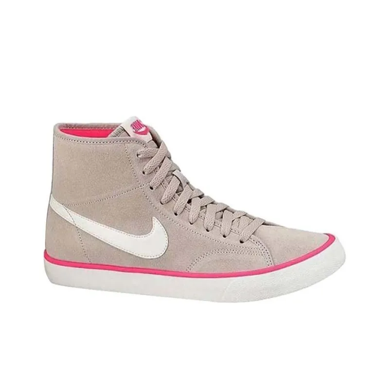 Nike Primo Court Mid Suede Slip-Resistant Cushioning High-Top Skateboard Shoes Women's Gray White Pink-1