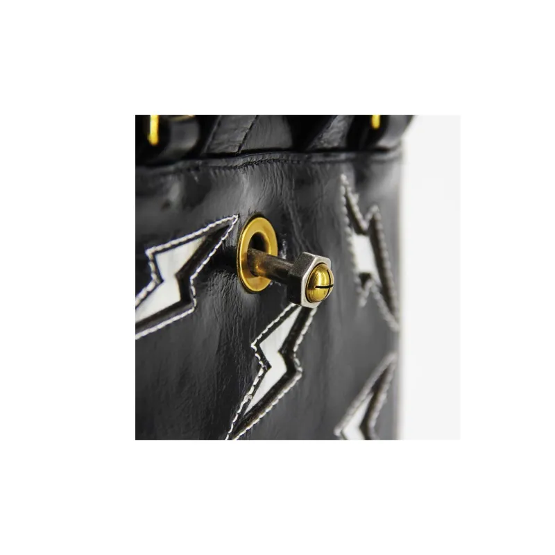 RFACTORY Cow Leather One Shoulder Handbag Trumpets Unisex Black-4