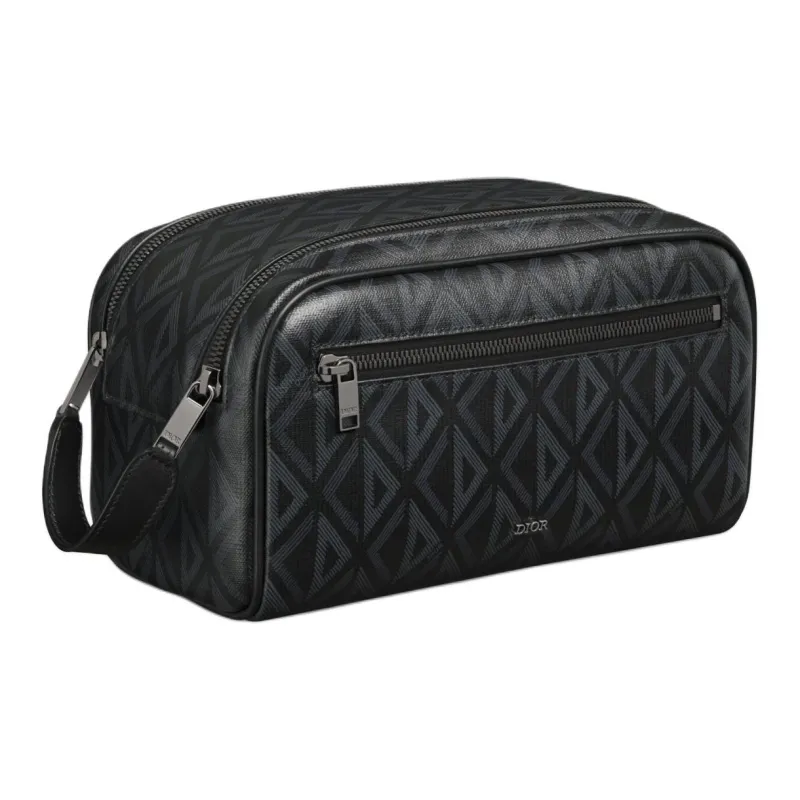 DIOR Canvas With Calfskin Toiletry Bag Men's Black-1