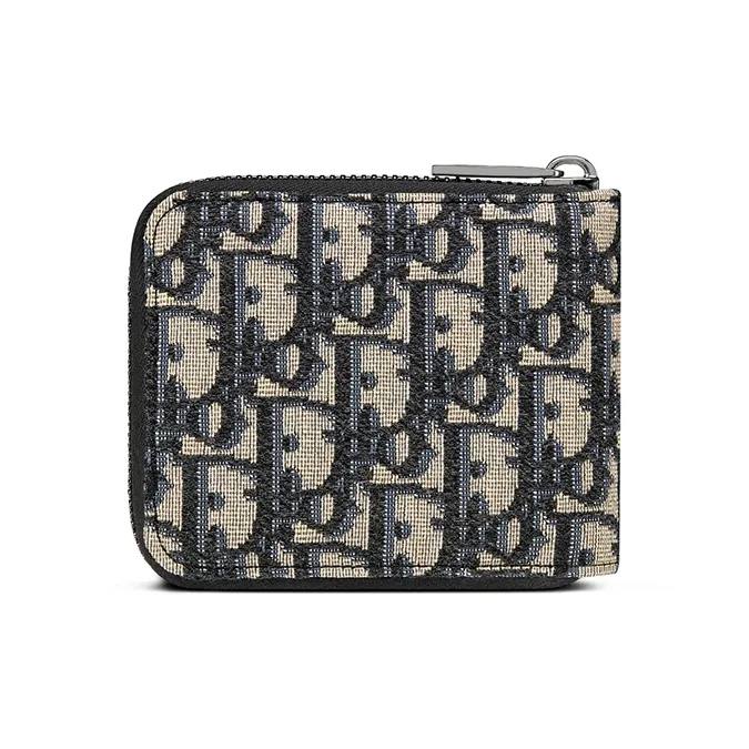 DIOR Cow Leather Wallet Men's Blue Black-1