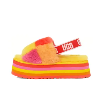 UGG Disco Checker Slide Thick Sole Sandals Yellow Women's