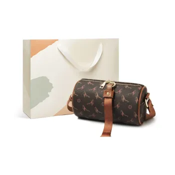 15 MINS PVC Mom Bag Cylinder Bag Shoulder Bag Regular Women's Coffee/Ecru