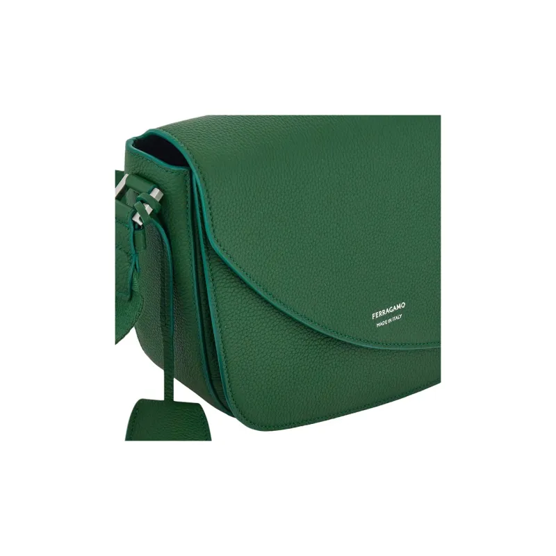 FERRAGAMO Stamped Calfskin Crossbody Bag Shoulder Bag Men's Forest Green-4