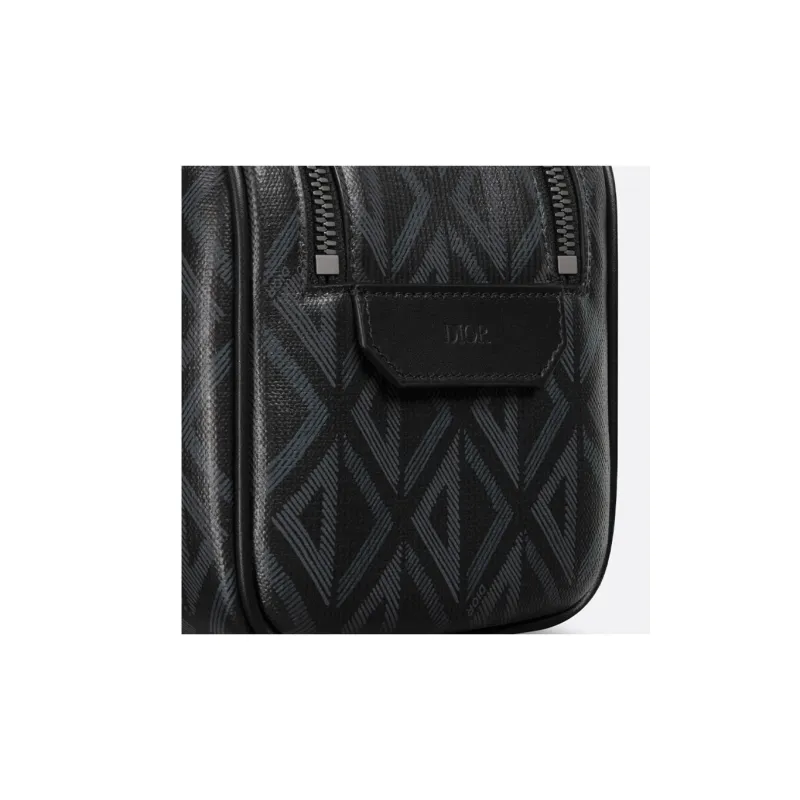DIOR Canvas With Calfskin Toiletry Bag Men's Black-4