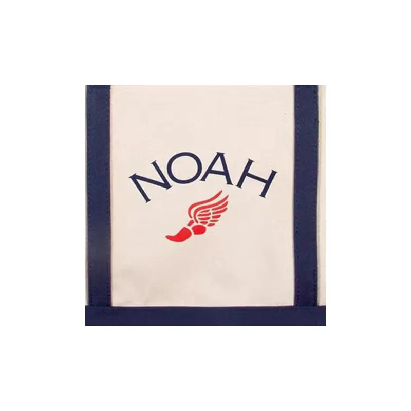 NOAH Canvas Bag Tote Bag Shopping Bag Handbag Shoulder Bag Unisex White & Blue-3
