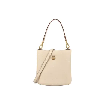 DISSONA Cow Leather Bucket Bags Shoulder Bag Crossbody Bag Handbags Small Size Women's Ecru