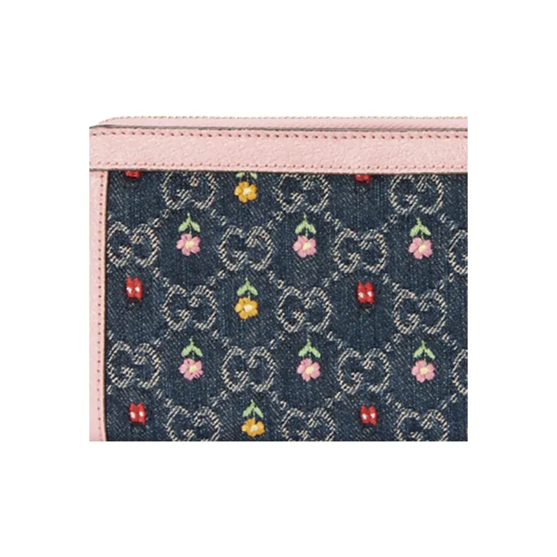 GUCCI Ophidia Canvas With Leather Canvas Bag Wallet Women's Blue/Pink/Multicolor-4