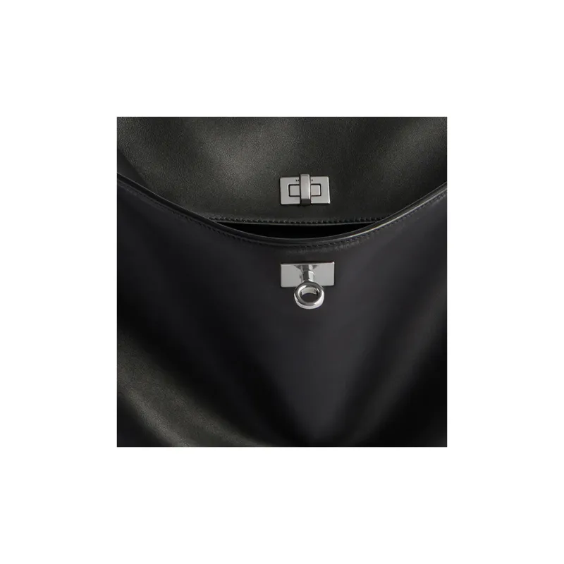 Balenciaga Smooth Calf Leather One Shoulder Handbag Medium Size Women's Black-5