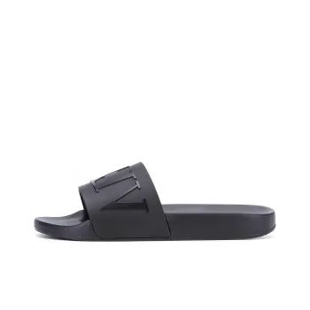Valentino VLTN Logo Embossed Slip On Sandals Black