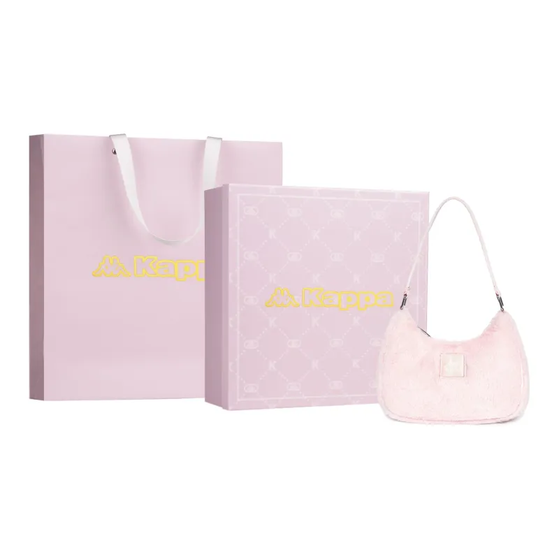 Kappa Rabbit Fur Texture Shoulder Bag, Pochette, Hobo Bag, Handbag Small Size Women's Fluffy Rabbit Pink-5