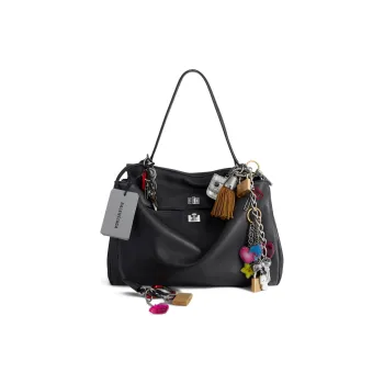 Balenciaga Smooth Calf Leather One Shoulder Handbag Large Size Women's Black