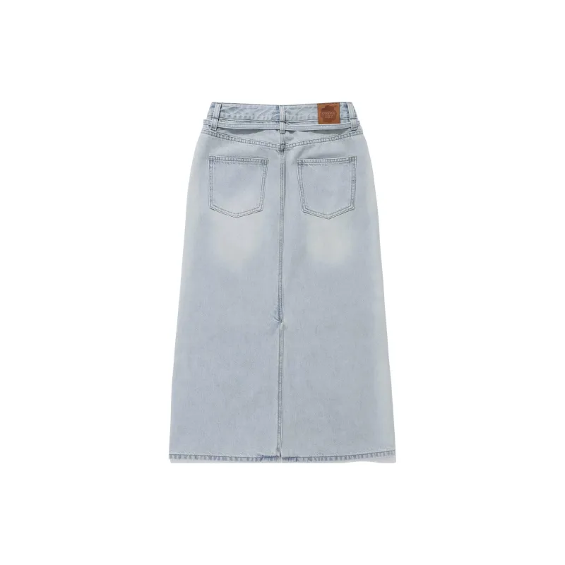 COVERNAT SS24 Denim Long Skirts Women's Light Blue-1