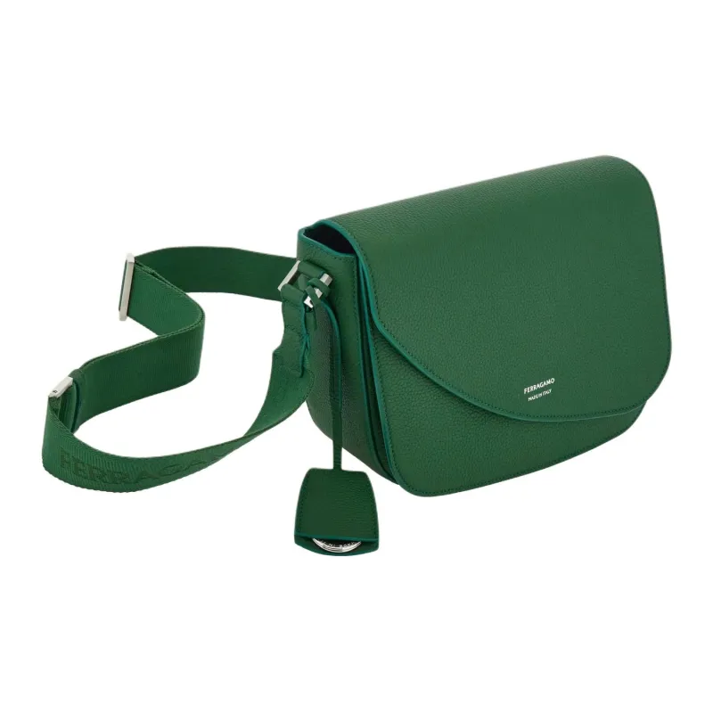 FERRAGAMO Stamped Calfskin Crossbody Bag Shoulder Bag Men's Forest Green-1