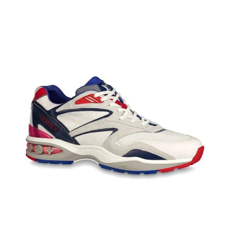 LOUIS VUITTON Trail Low Top Casual Shoes Men's White Gray Blue-3