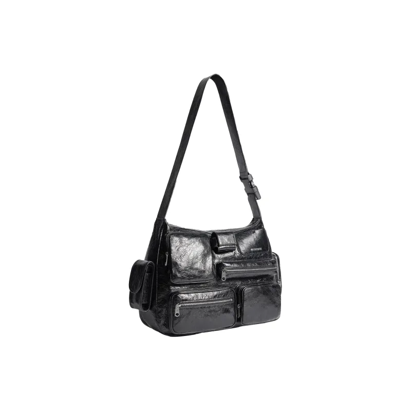 Balenciaga Superbusy Arena Lambskin Messenger Bag Handbag Shoulder Bag Men's Black-1