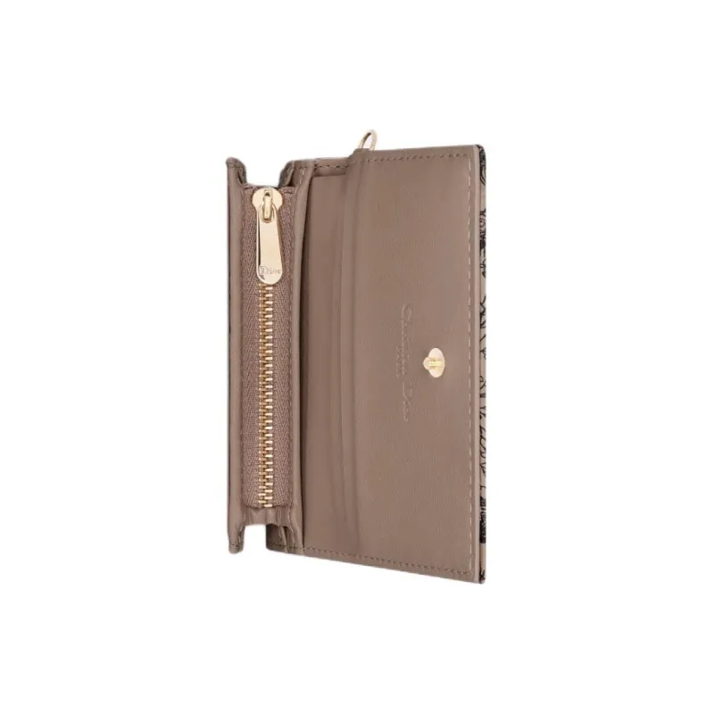 DIOR Lady Dior Calfskin Wallet Mini Women's Beige-2