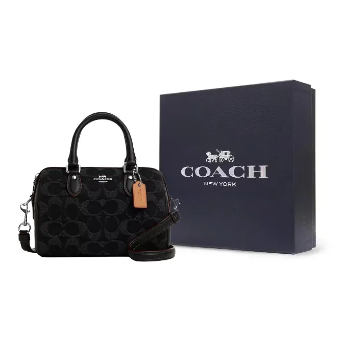 COACH Rowan Denim Handbag Shoulder Bag Crossbody Bag Mini Women's Black-7