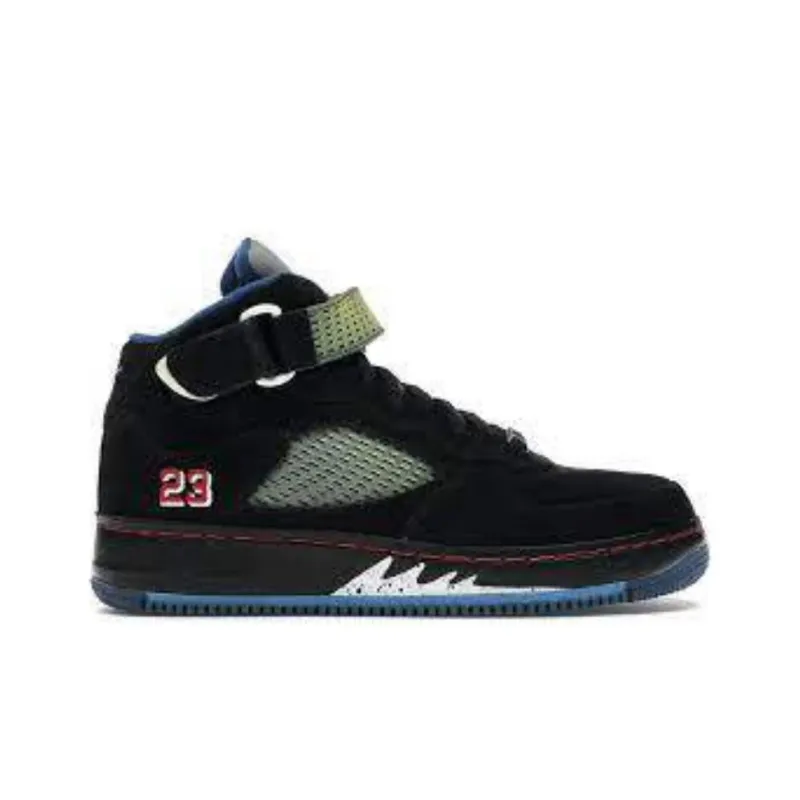 Jordan Ajf 5 Black Blue Ribbon Varsity Red-1