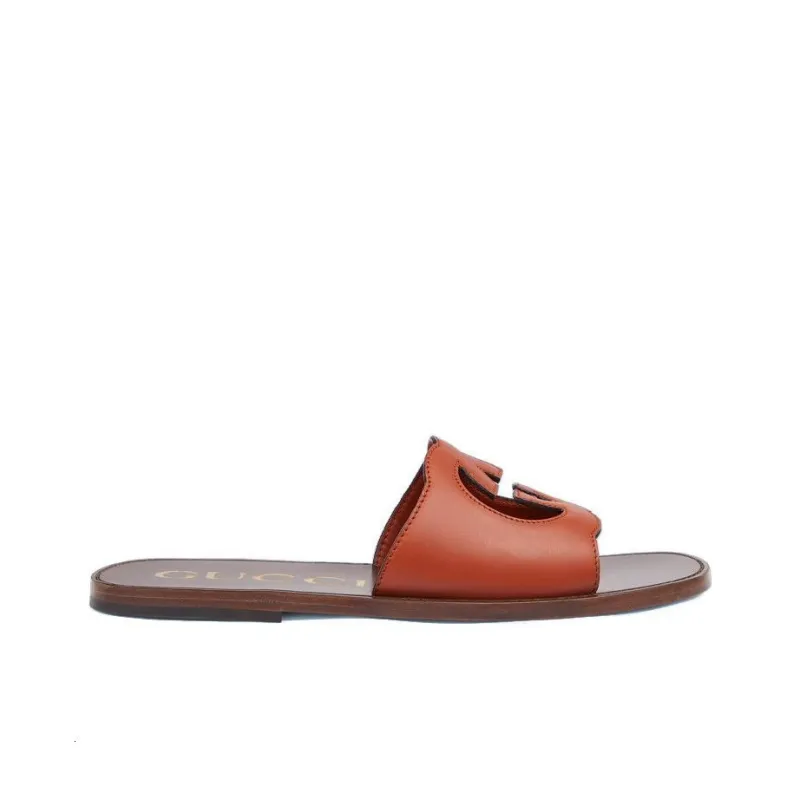 GUCCI Interlocking Odor Resistant Slide Slippers Men's Brown-1