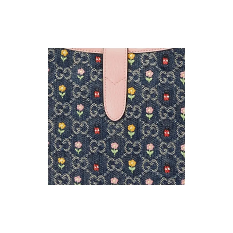 GUCCI Jackie 1961 Canvas With Leather Trim Crescent Shoulder Bag Shoulder Bag Trumpets Women's Pink Blue Multicolor-8