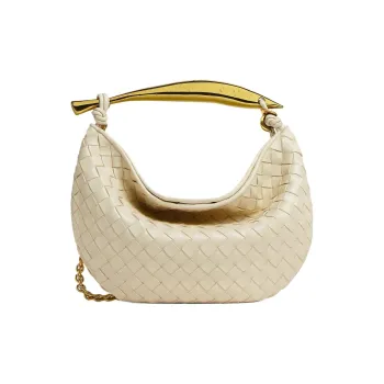 Bottega Veneta SARDINE Sheepskin One Shoulder Handbags Small Size Women's Light Beige