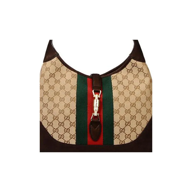 GUCCI Jackie 1961 Canvas With Leather Trim Crescent Shoulder Bag Shoulder Bag Large Size Women's Black-3